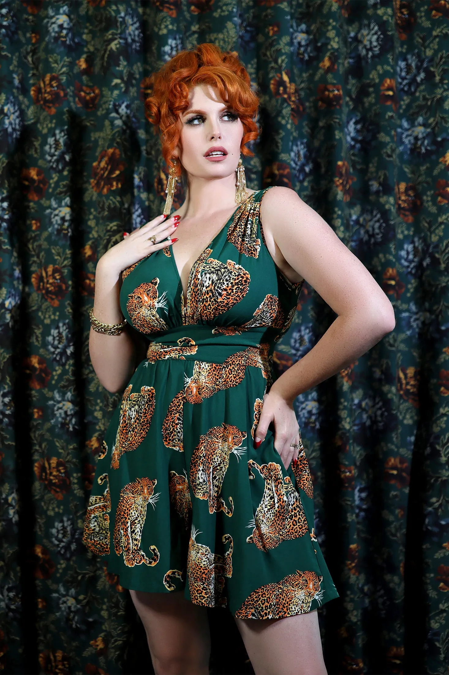 Cami Romper - My Pet Leopard - Green sold by Trashy Diva