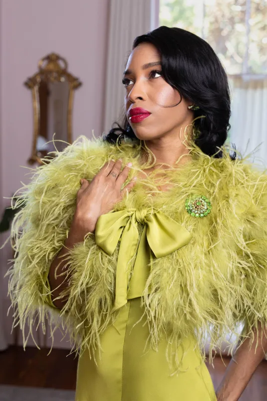 Ostrich Feather Bolero Jacket - Chartreuse sold by Trashy Diva
