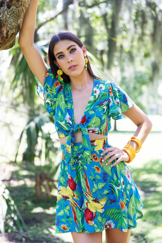 High Waist Shorts - Jungle Parrots - Final Sale (In Store) sold by Trashy Diva