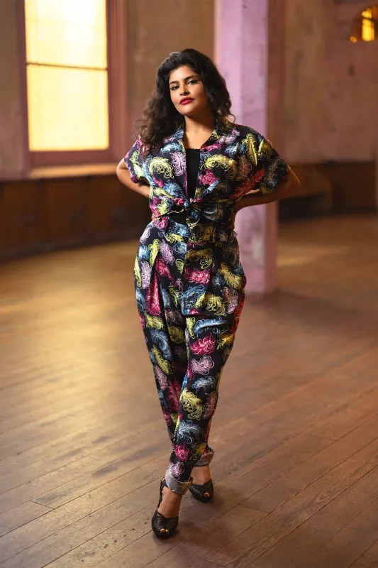 High Waist Trouser - French Feathers sold by Trashy Diva