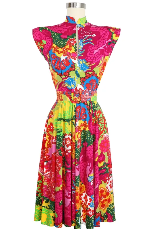 Zip Front Marie Dress - Psychedelic Dragons - Sale sold by Trashy Diva