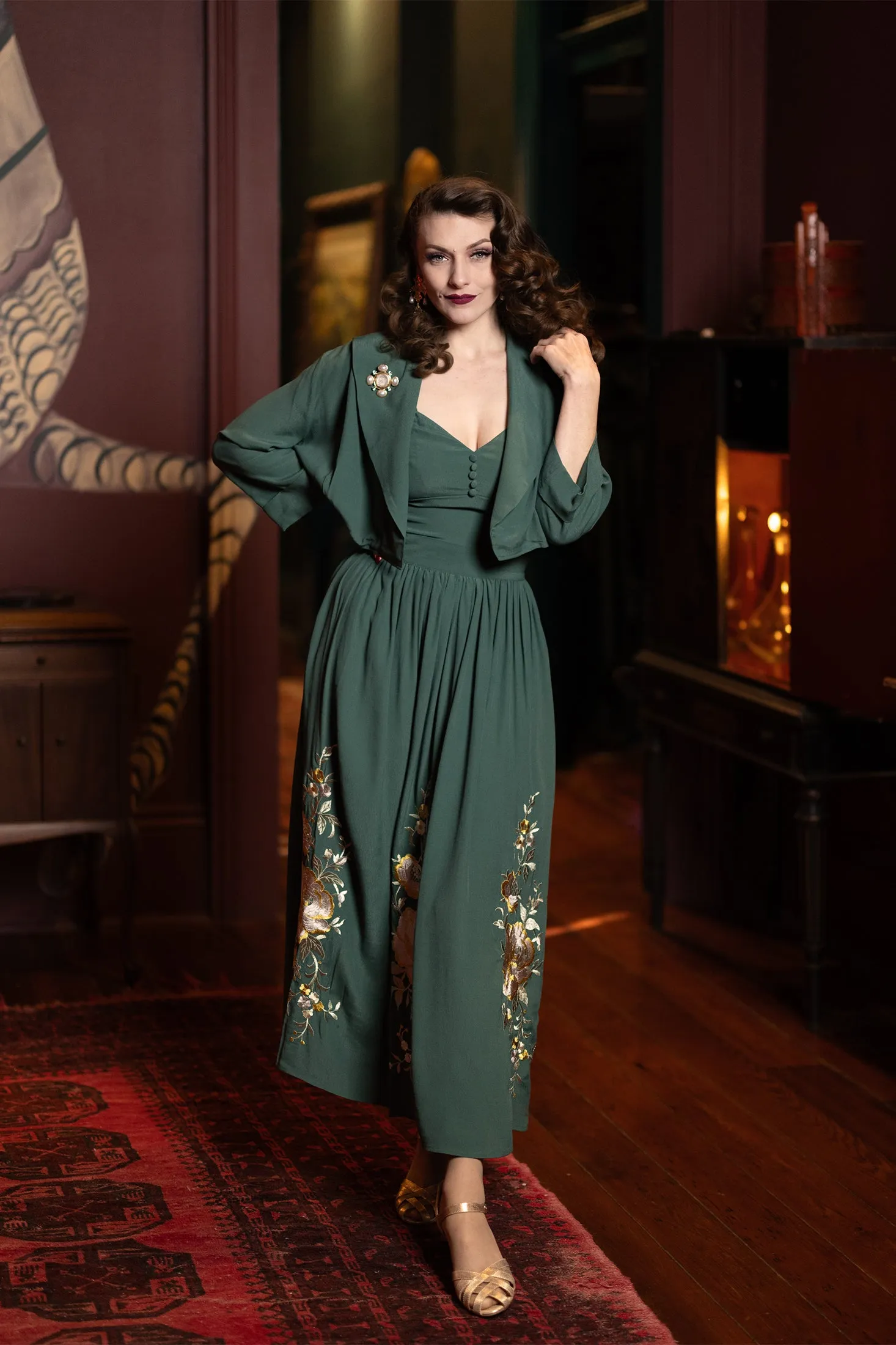 Embroidered Midi Skirt - Light Hunter Green sold by Trashy Diva product image thumbnail 2