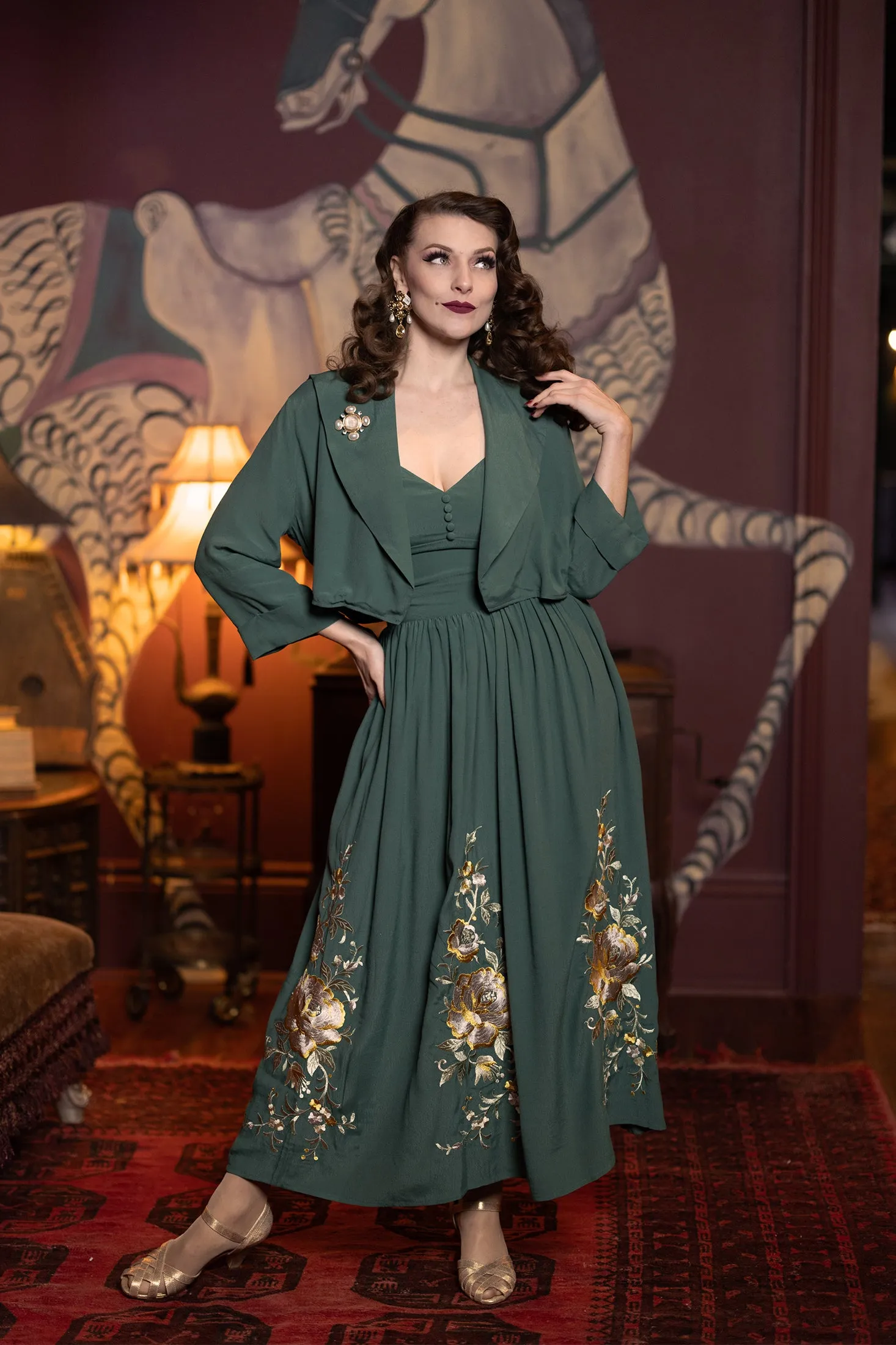 Embroidered Midi Skirt - Light Hunter Green sold by Trashy Diva