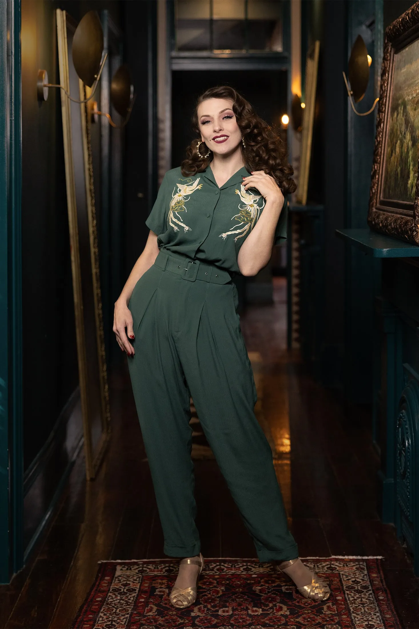 High Waist Trouser - Light Hunter Green - Sale sold by Trashy Diva product image thumbnail 2