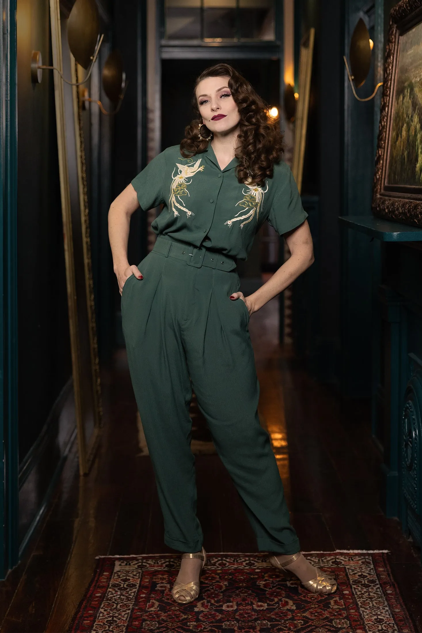 High Waist Trouser - Light Hunter Green - Sale sold by Trashy Diva