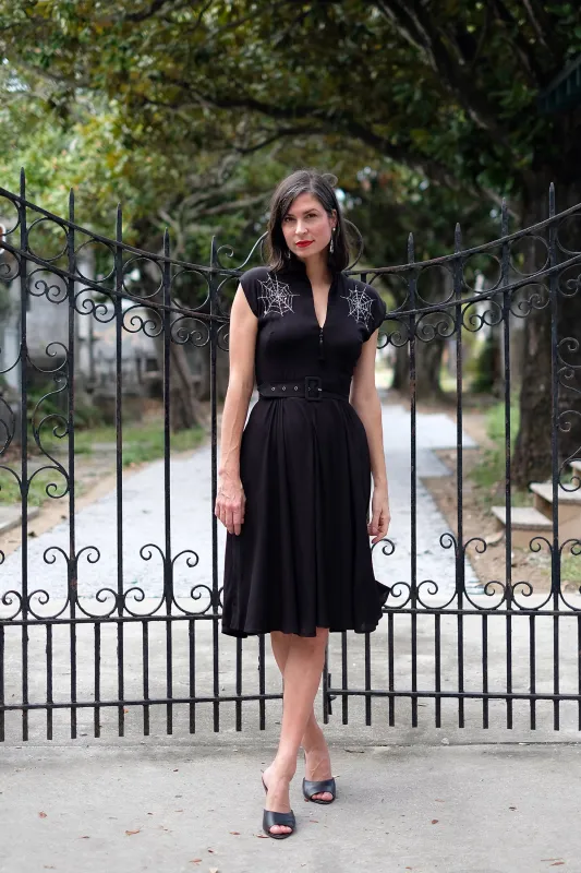 Zip Front Marie Dress - Spiderweb Embroidery - Sale sold by Trashy Diva