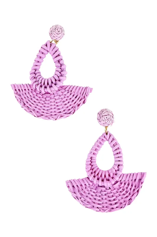 Raffia & Rattan Fan Shape Earrings sold by Trashy Diva