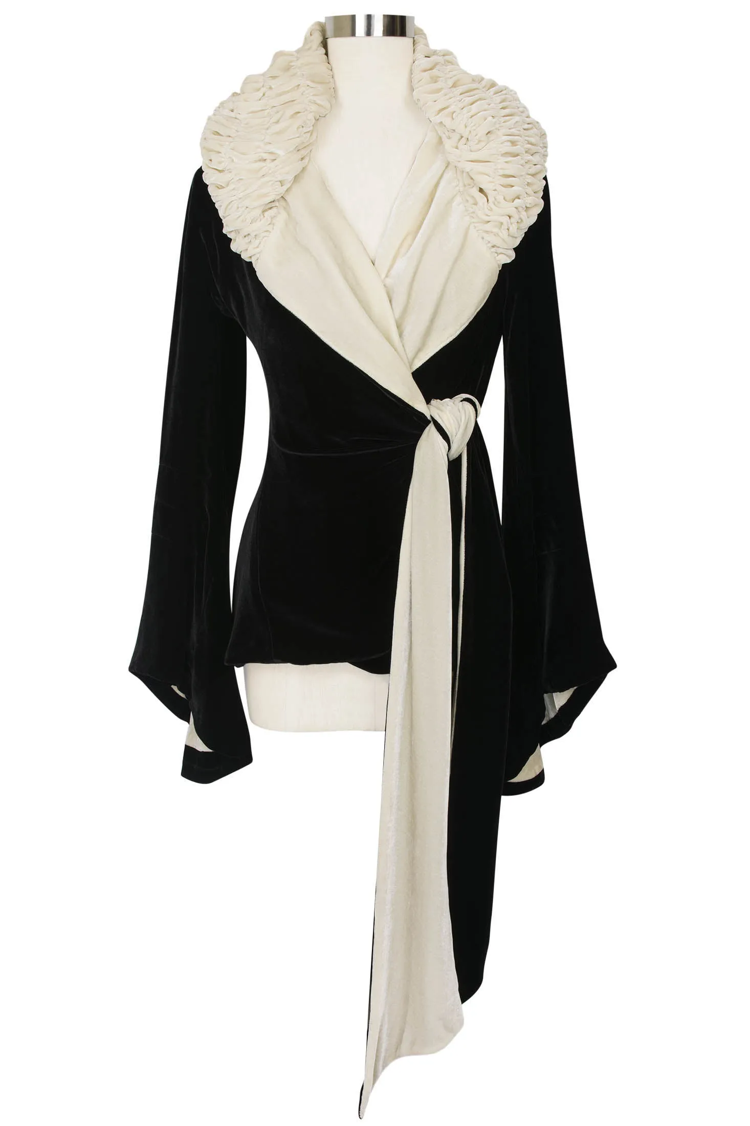 Garbo Coat - Black and Ivory Velvet sold by Trashy Diva product image thumbnail 2