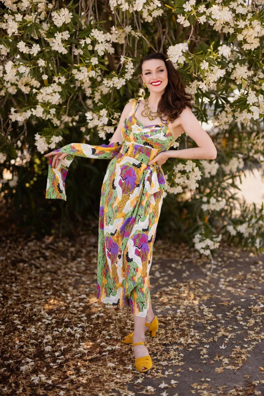 Long Lena Sarong Dress - Tropical Cranes - Final Sale sold by Trashy Diva
