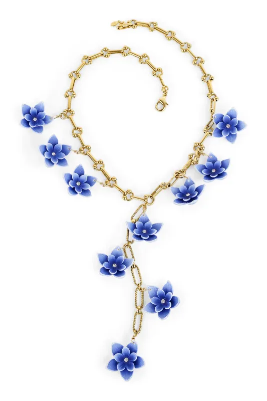 Yochi Blue Flower Necklace sold by Trashy Diva