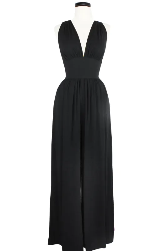 Deep Cut Doris Jumpsuit - Black - Final Sale sold by Trashy Diva