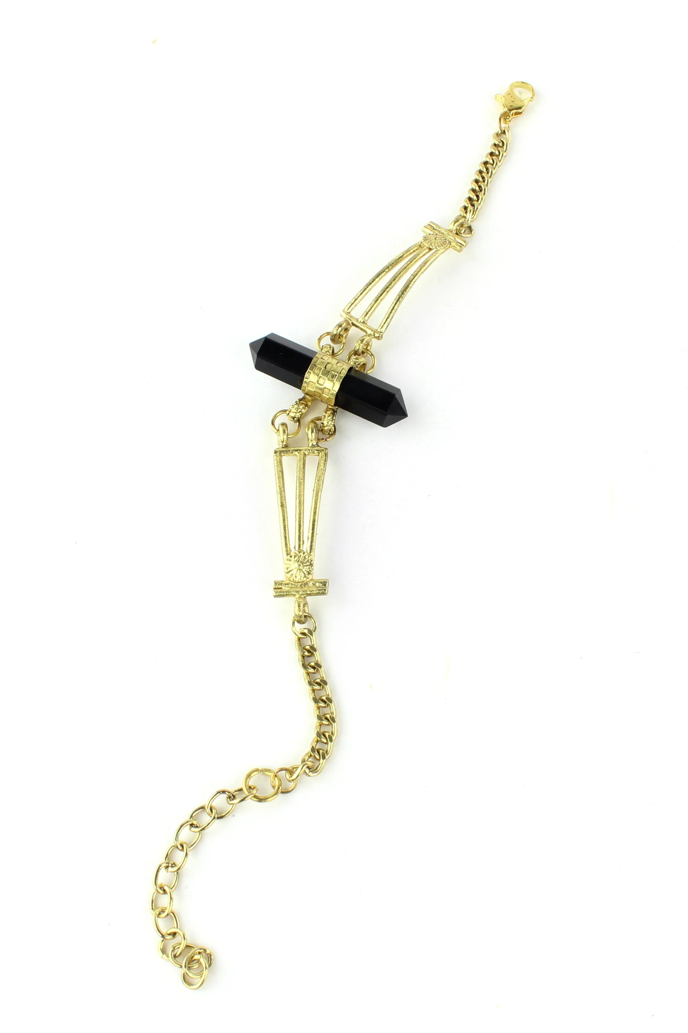 Gold & Black Onyx Chain Bracelet sold by Trashy Diva