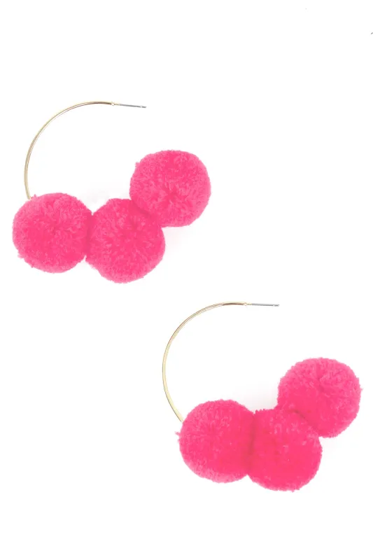 Three Pompom Hoop Earrings sold by Trashy Diva