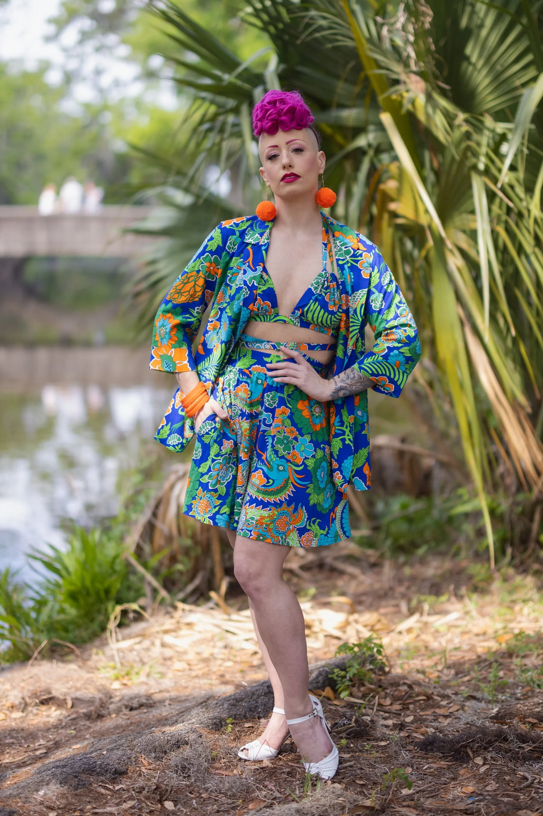 High Waist Shorts - Dragon Flower - Final Sale sold by Trashy Diva