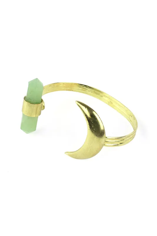 Mystical Gold Moon and Adventurine Cuff sold by Trashy Diva