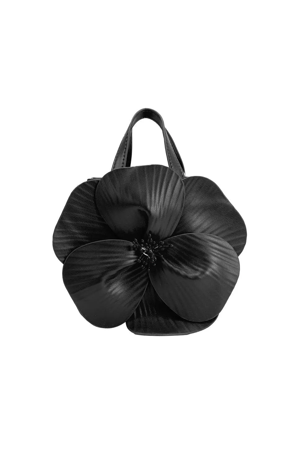 Melie Bianco Monroe Flower Vegan Leather Black Handbag sold by Trashy Diva