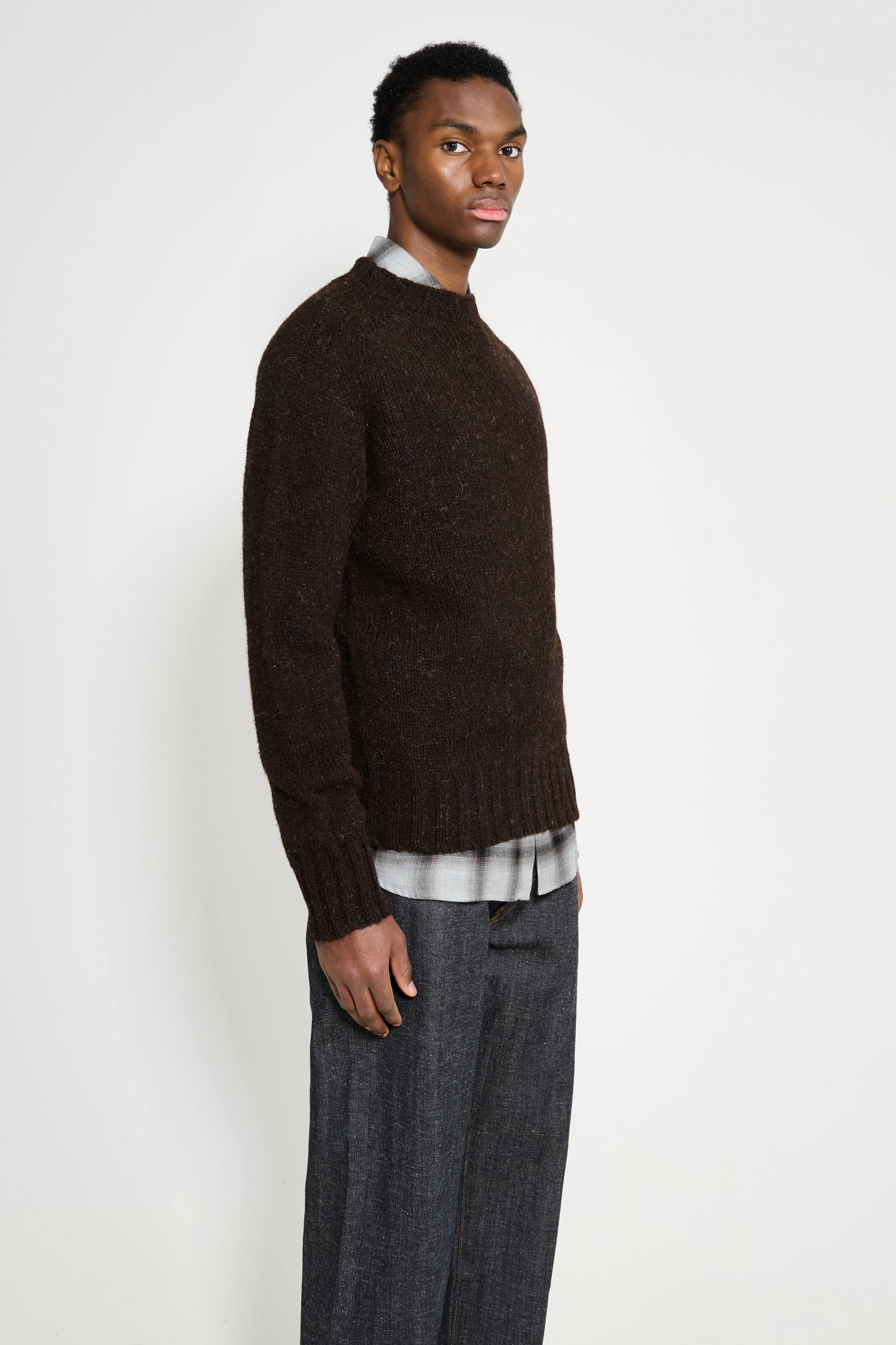 Margaret Howell MHL Chunky Seamless Crew Neck Dark Brown sold by Tres Bien product image thumbnail 4
