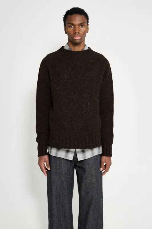 Margaret Howell MHL Chunky Seamless Crew Neck Dark Brown sold by Tres Bien