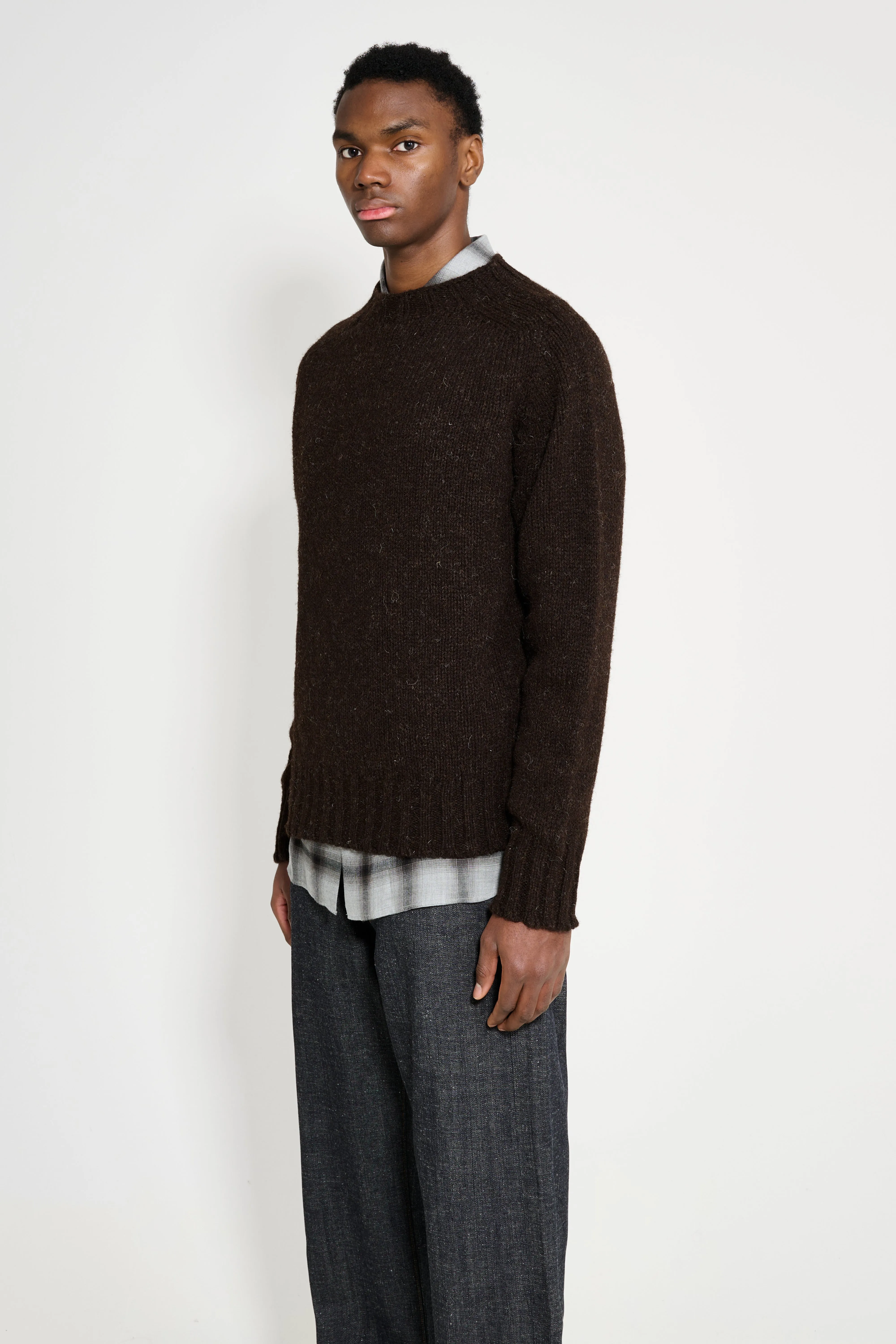 Margaret Howell MHL Chunky Seamless Crew Neck Dark Brown sold by Tres Bien product image thumbnail 2