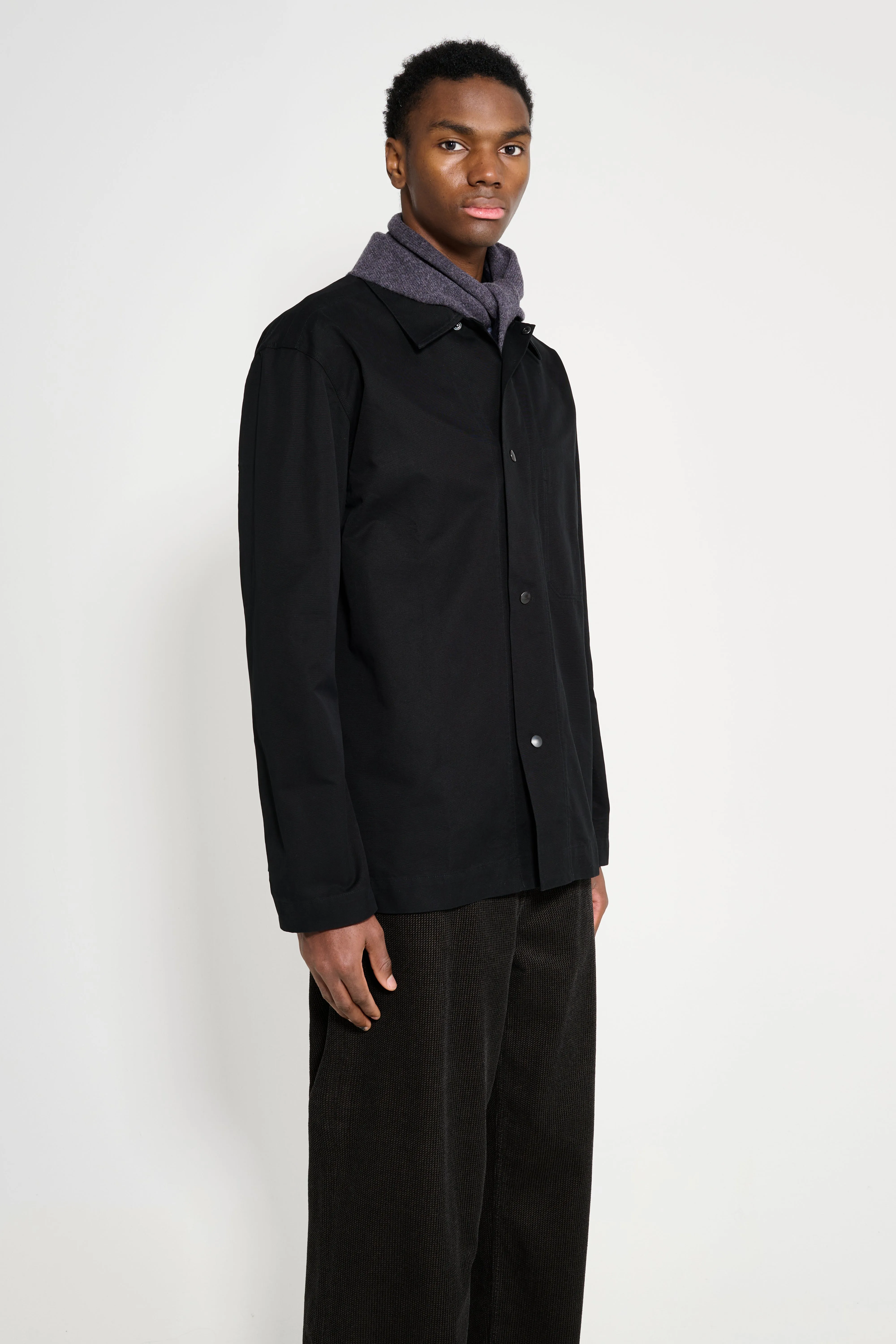 Margaret Howell MHL Chore Shirt Double Twisted Cotton Canvas Black sold by Tres Bien product image thumbnail 4