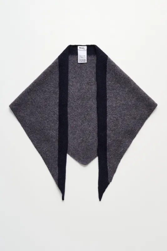 Margaret Howell MHL Tipped Scout Scarf Lambswool Grey / Ink sold by Tres Bien
