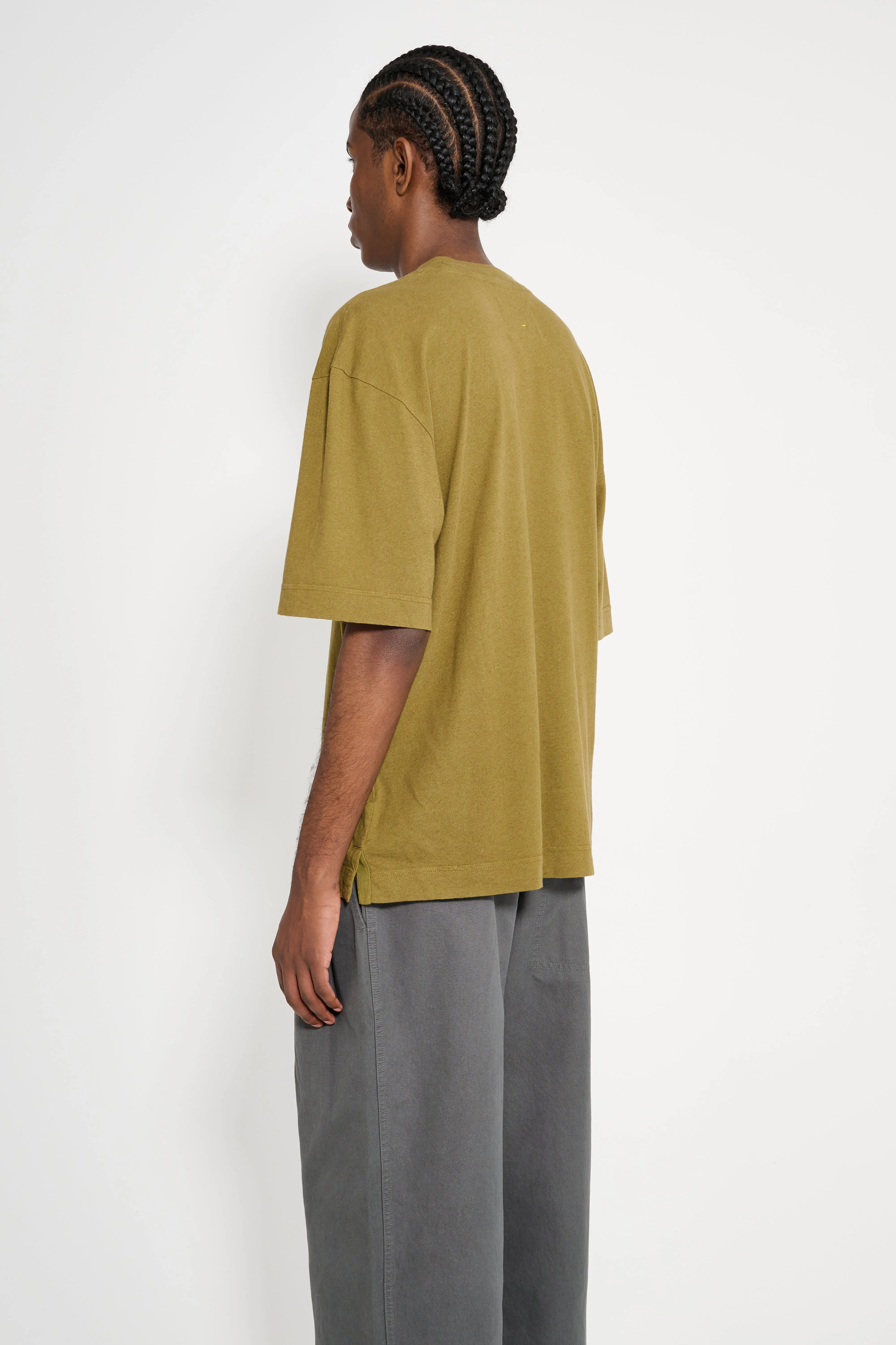 Margaret Howell MHL Simple T-shirt Organic Cotton Linen Jersey Moss sold by Tres Bien product image thumbnail 3
