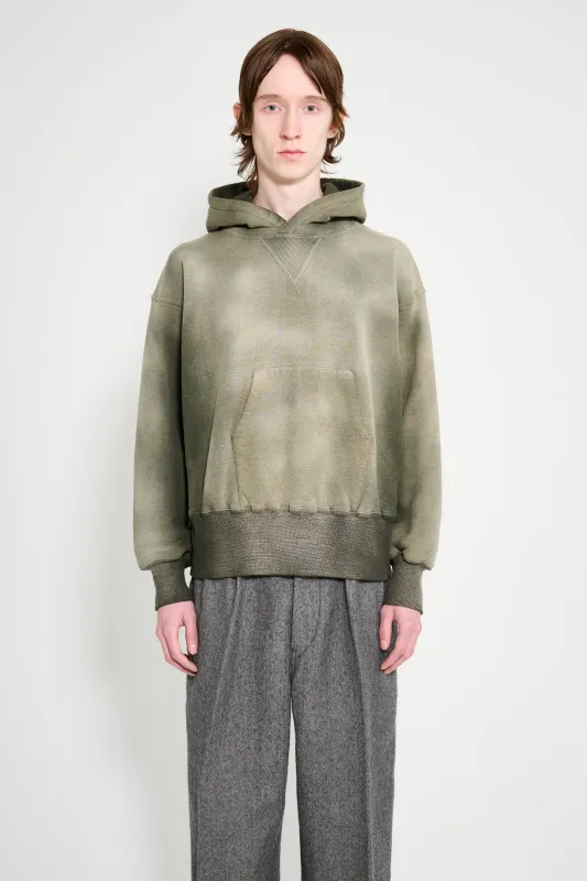 Taiga Takahashi Hooded Sweat Shirt Bleached Deep Green sold by Tres Bien