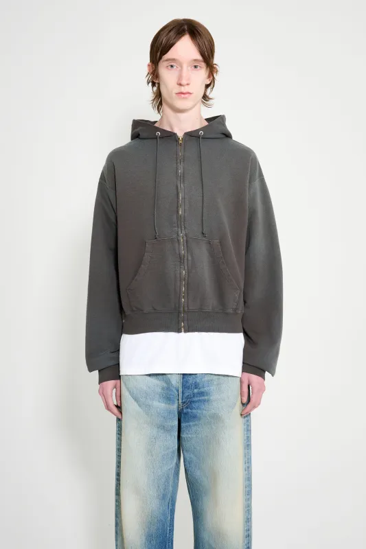 Auralee Product Dyed Pima Light Zip Hoodie Ink Black sold by Tres Bien