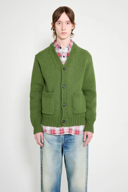 Auralee Wool Cashmere Felted Knit Cardigan Olive sold by Tres Bien