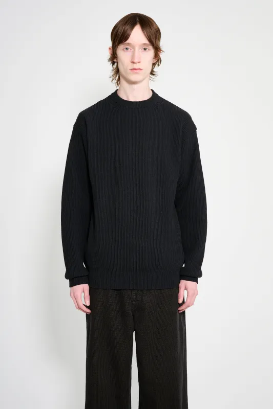 Auralee Super Fine Wool Rib Knit Pullover Black made by Auralee