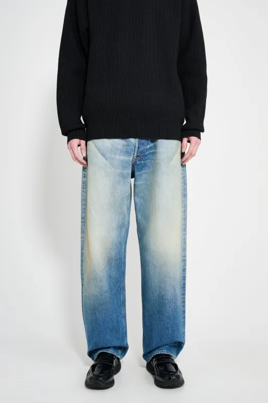 Auralee Selvedge Faded Heavy Denim Wide Pants Faded Indigo sold by Tres Bien