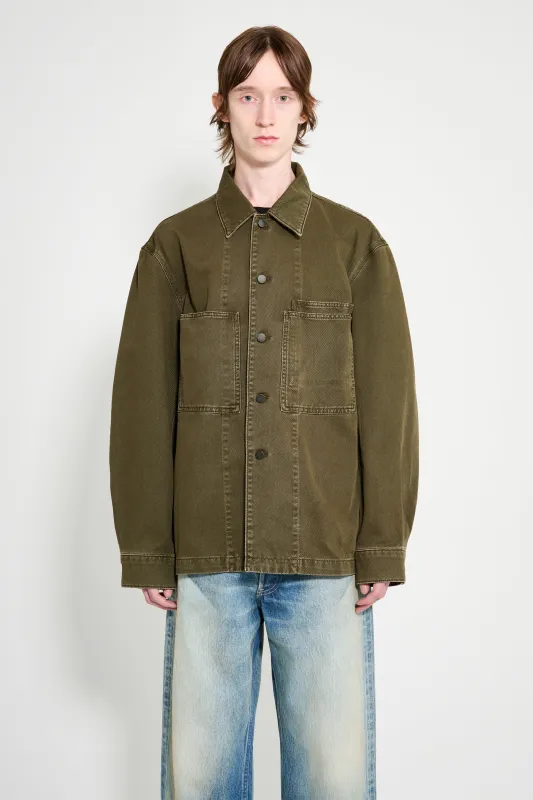 Lemaire Workwear Overshirt Moss Green sold by Tres Bien