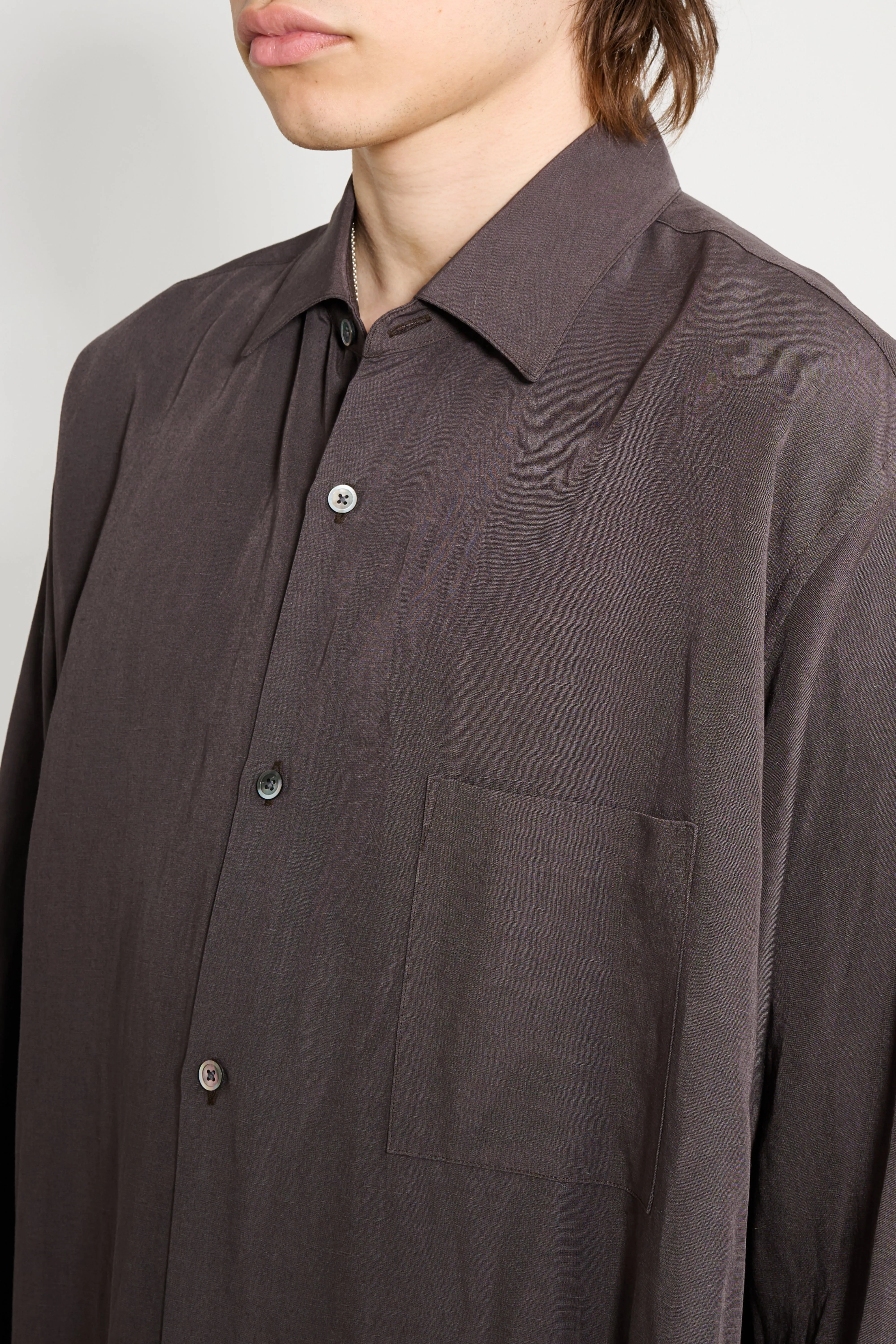 ssstein Rayon / Linen Oversized Down Pat Shirt Charcoal sold by Tres Bien product image thumbnail 5