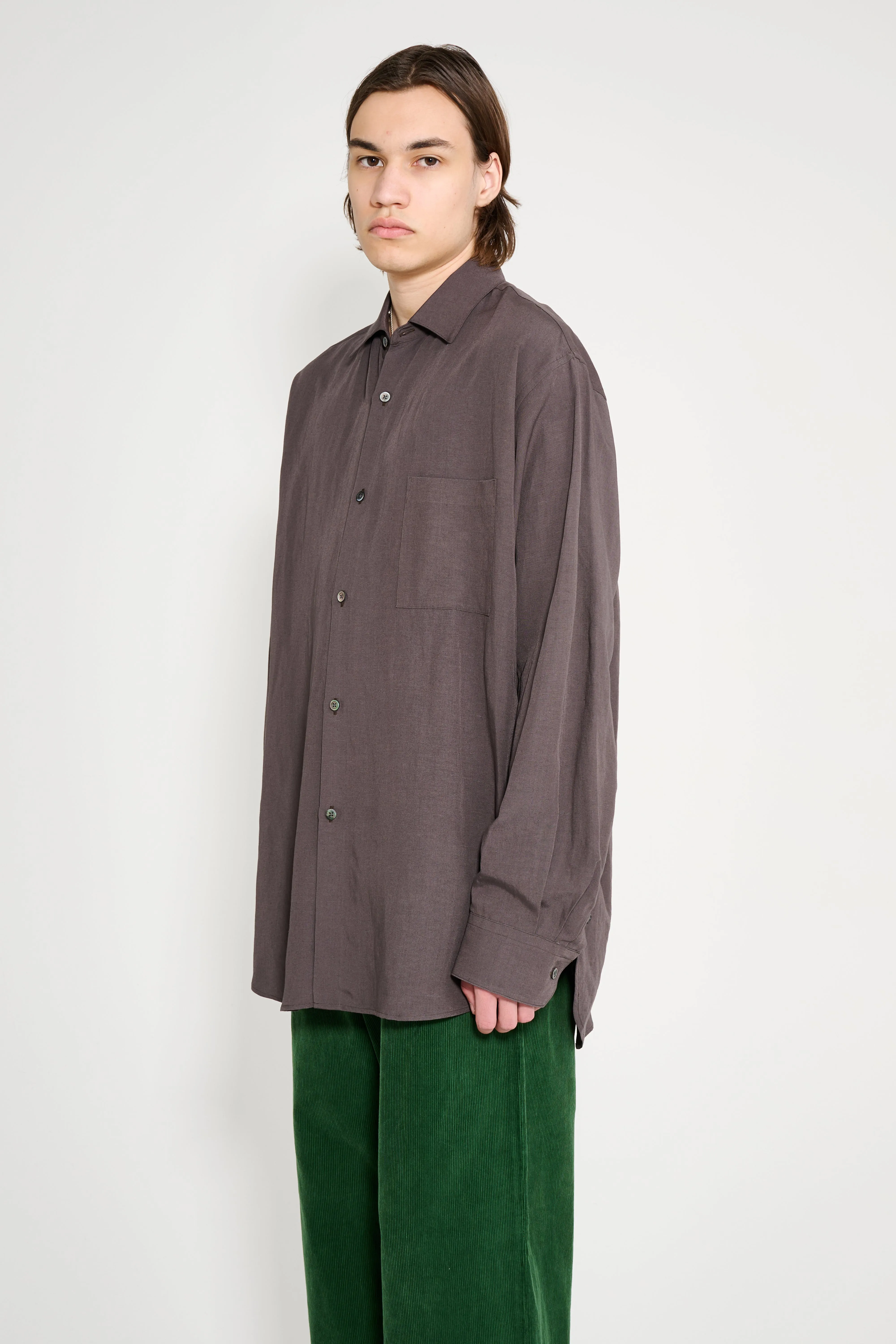 ssstein Rayon / Linen Oversized Down Pat Shirt Charcoal sold by Tres Bien product image thumbnail 2
