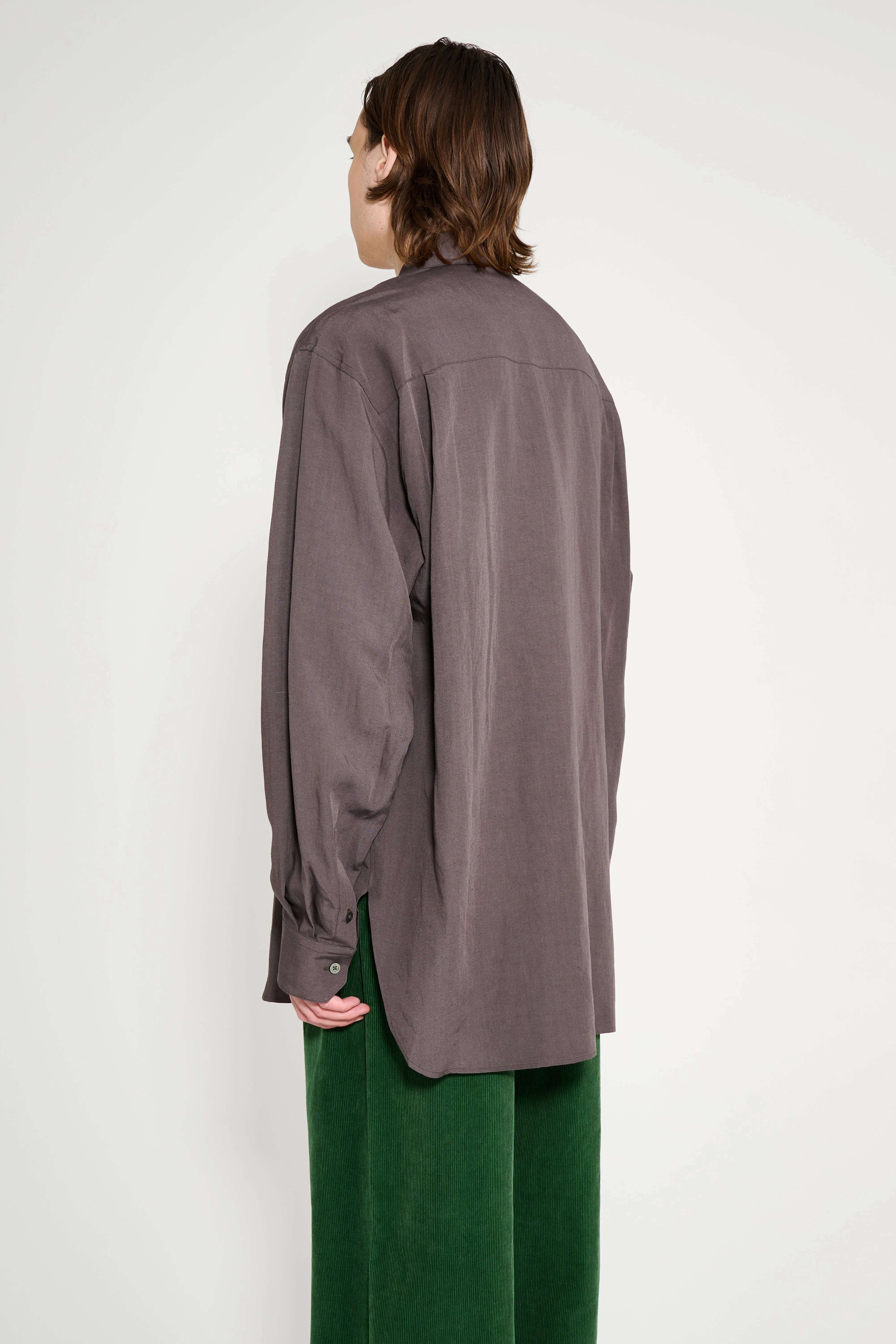 ssstein Rayon / Linen Oversized Down Pat Shirt Charcoal sold by Tres Bien product image thumbnail 3