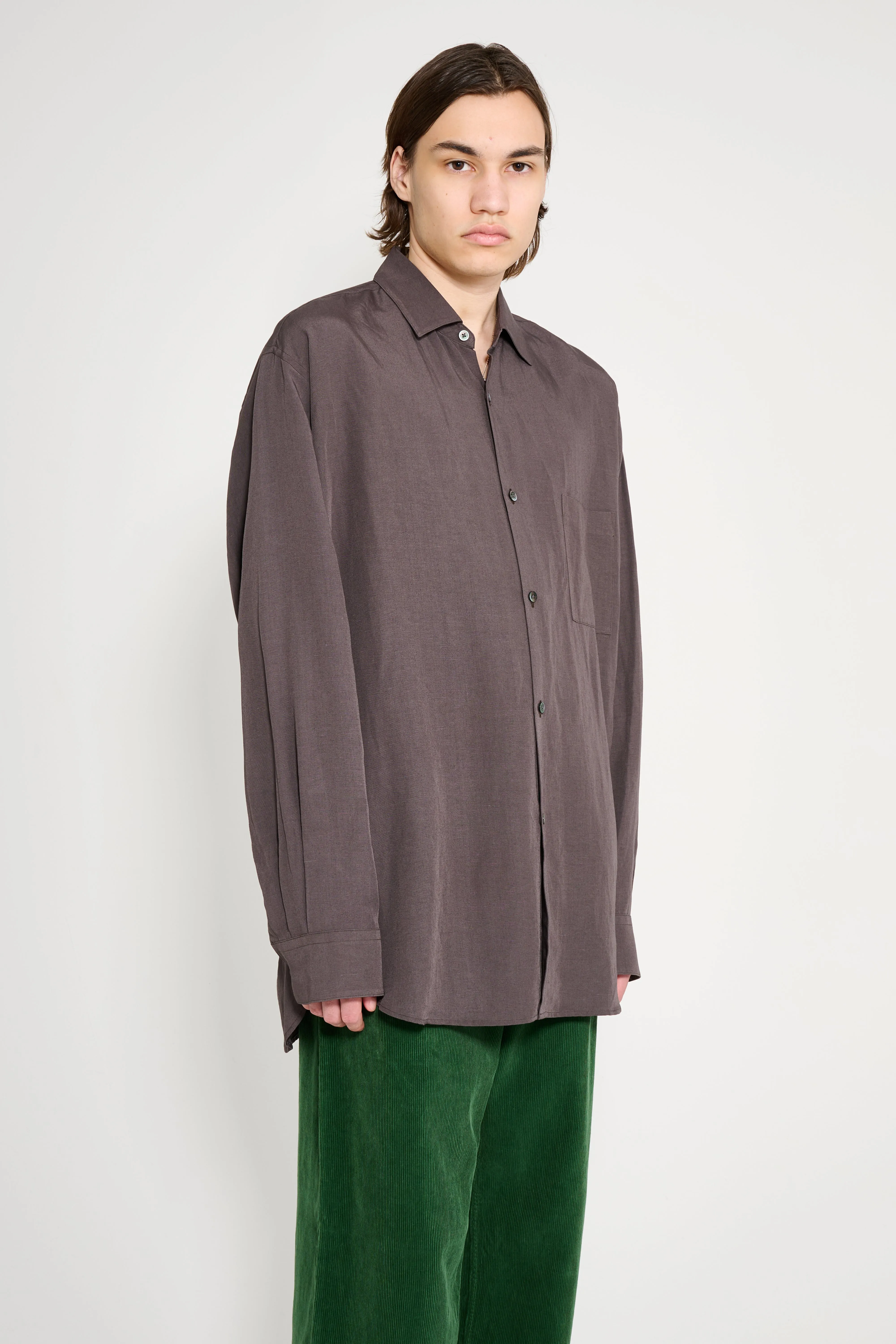 ssstein Rayon / Linen Oversized Down Pat Shirt Charcoal sold by Tres Bien product image thumbnail 4