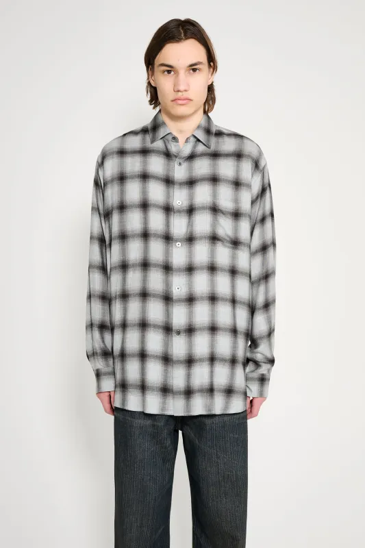 ssstein Rayon / Lyocell Check Oversized Down Pat Shirt Black Ombre made by ssstein