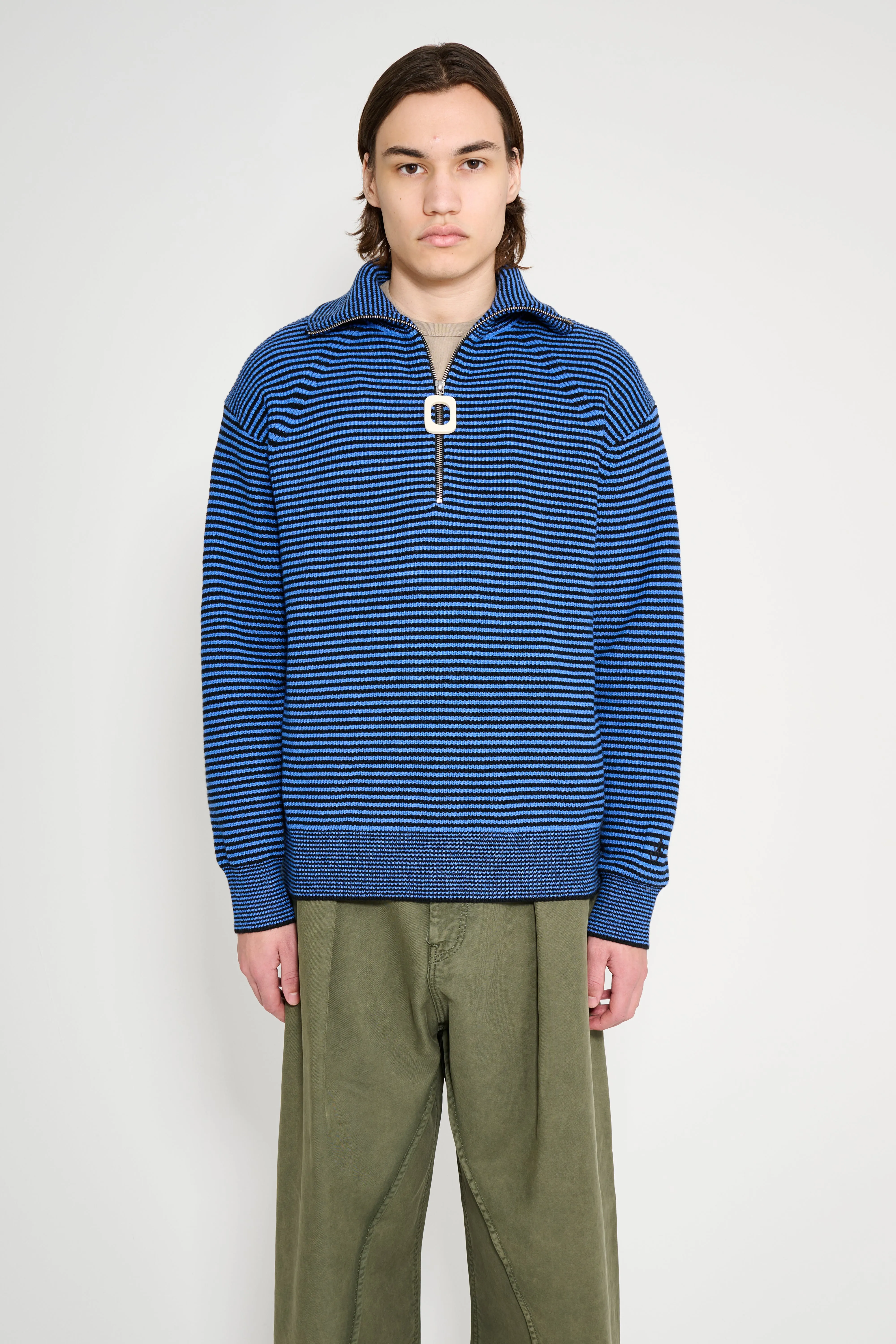 JW Anderson Half Zip Jumper Blue / Black sold by Tres Bien
