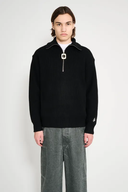 JW Anderson Half Zip Jumper Black sold by Tres Bien