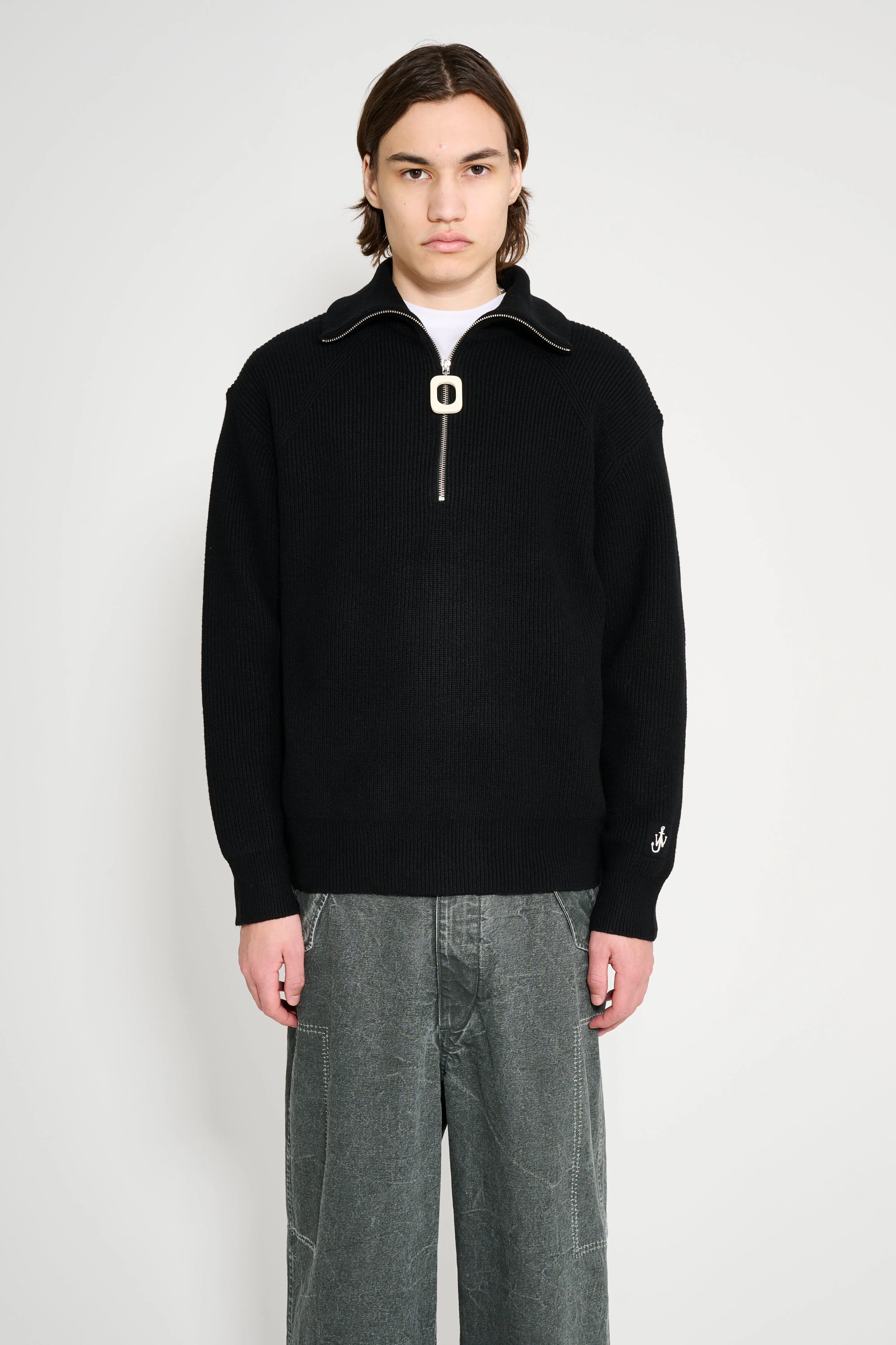 JW Anderson Half Zip Jumper Black sold by Tres Bien