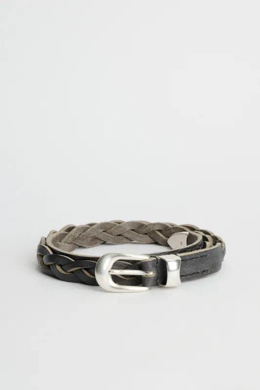 Our Legacy 2 cm Braided Belt Soft Coal Torn Bovine sold by Tres Bien