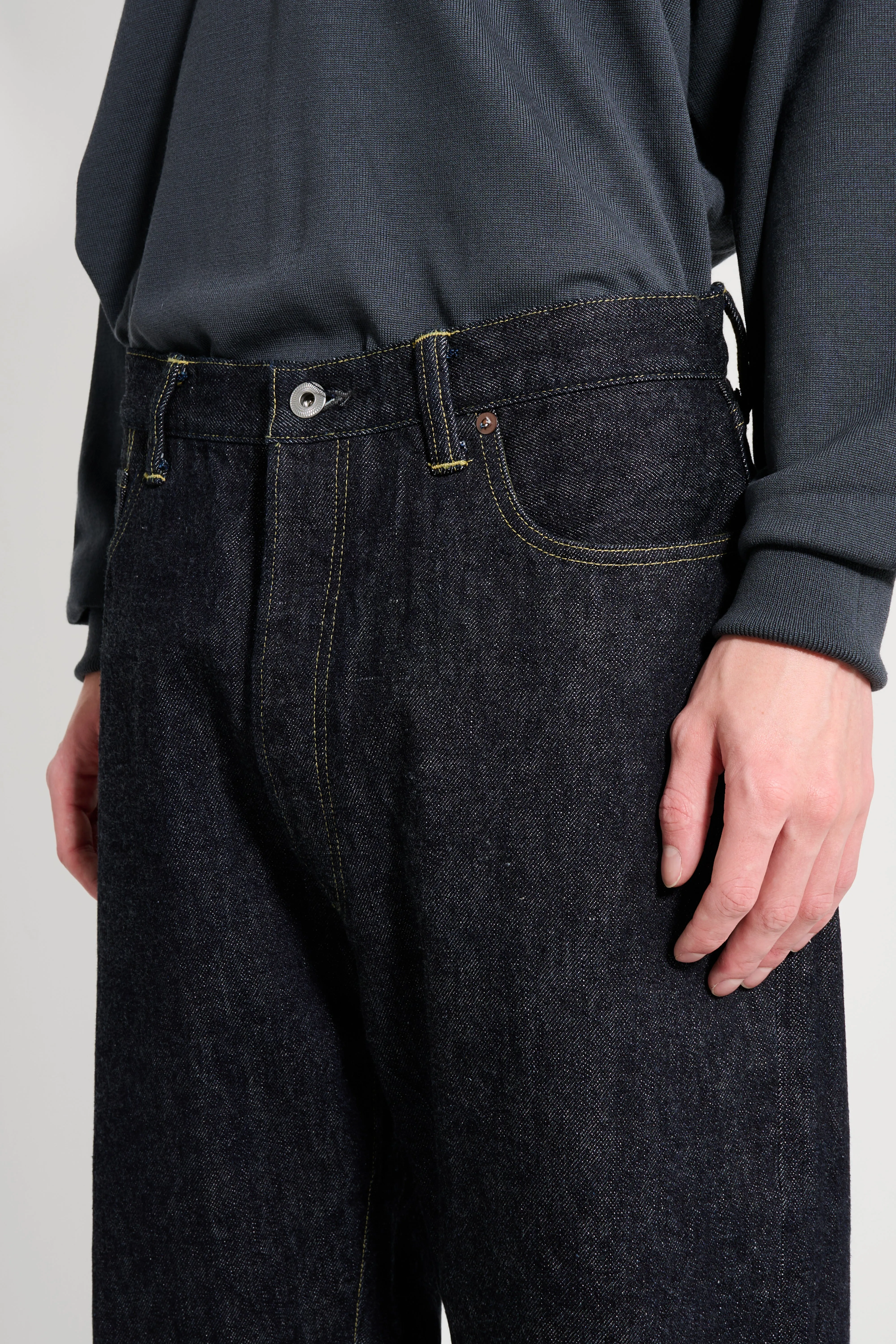 A.PRESSE Washed Denim Wide Pants Indigo sold by Tres Bien product image thumbnail 3