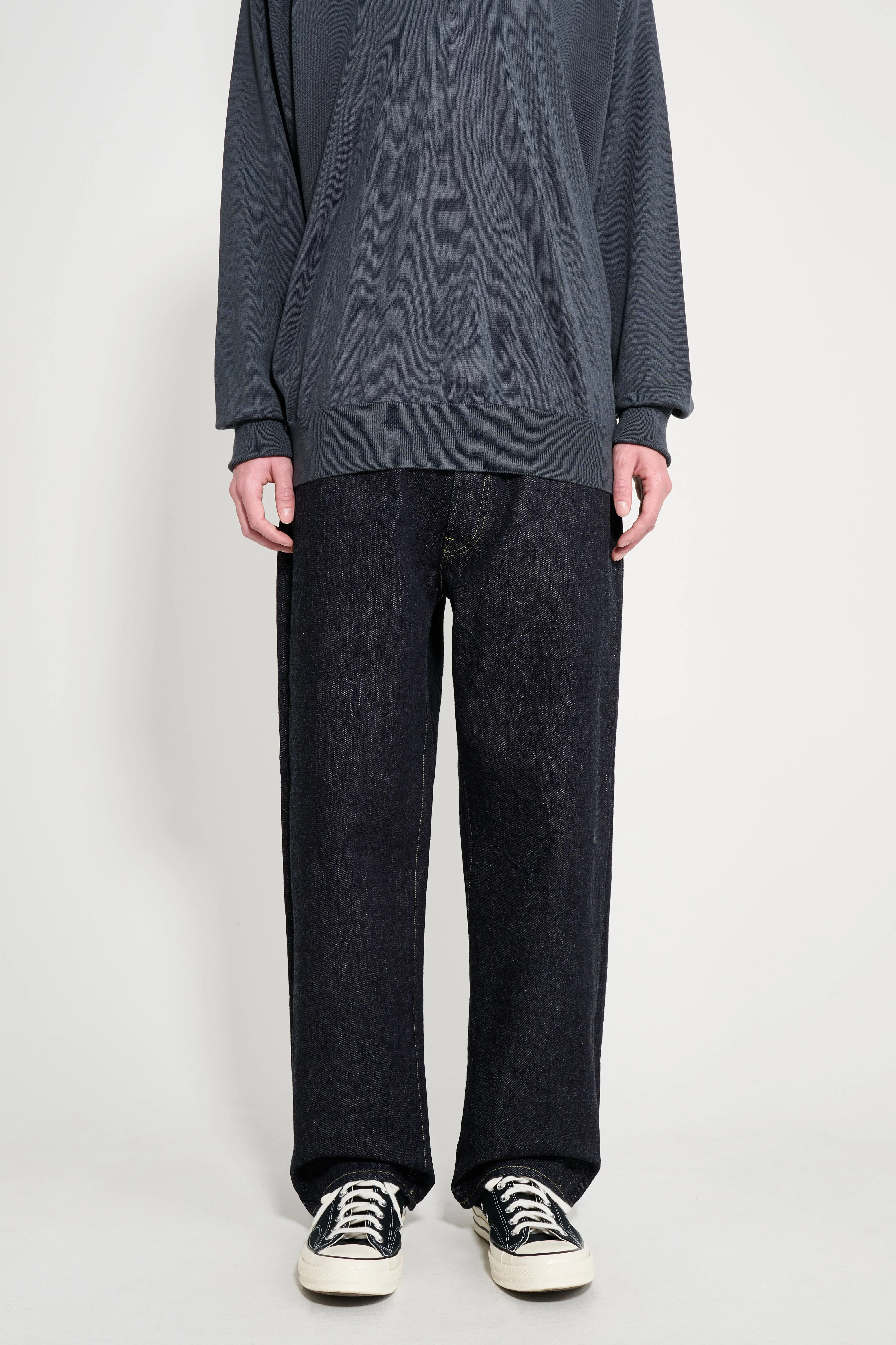 A.PRESSE Washed Denim Wide Pants Indigo sold by Tres Bien