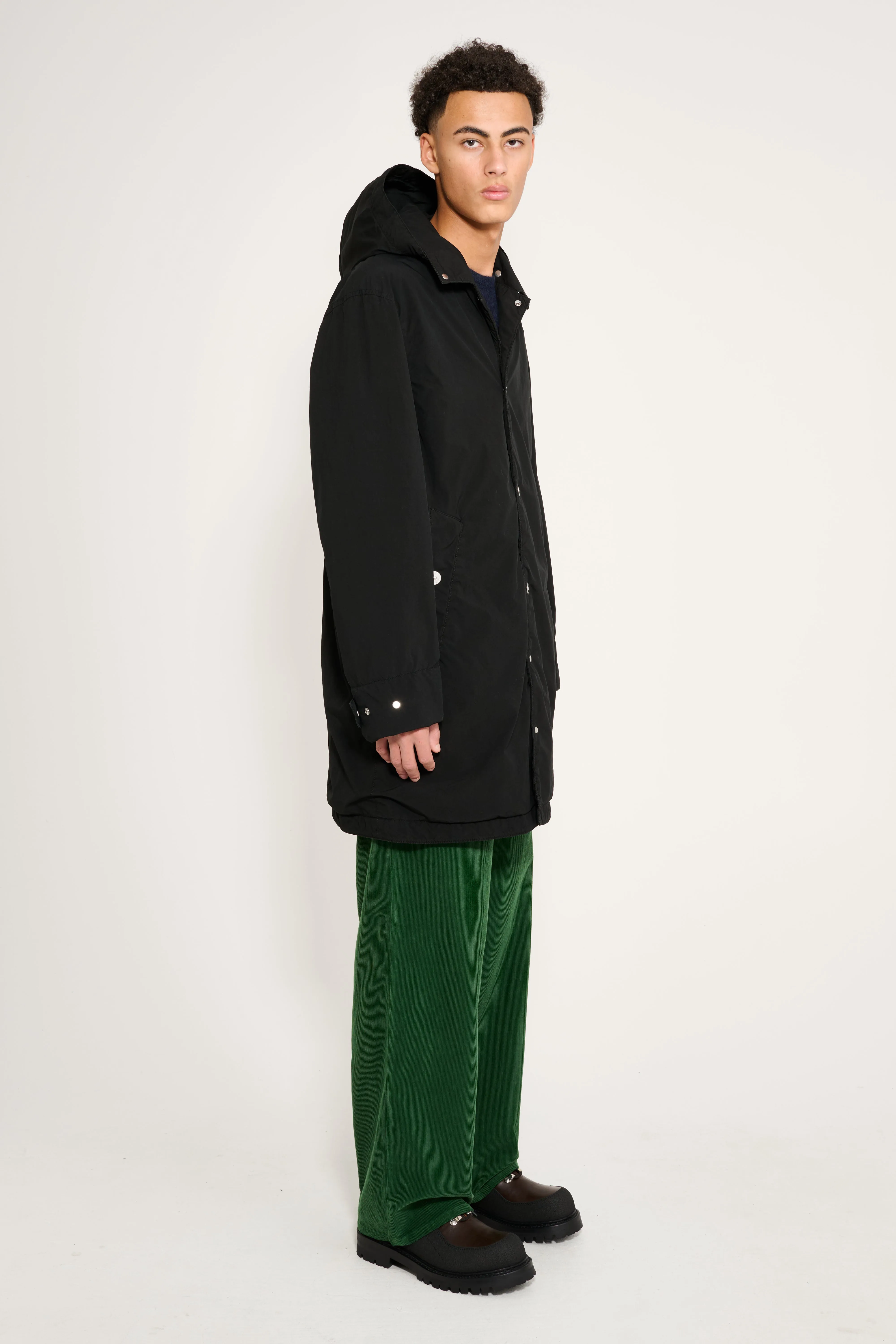 Stone Island Hooded Long Coat Compact Touch Poly-TC Black sold by Tres Bien product image thumbnail 4