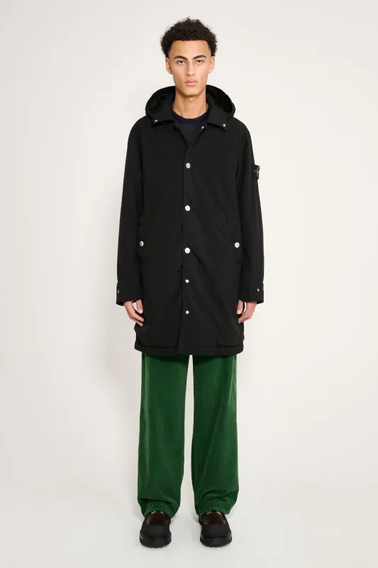 Stone Island Hooded Long Coat Compact Touch Poly-TC Black sold by Tres Bien