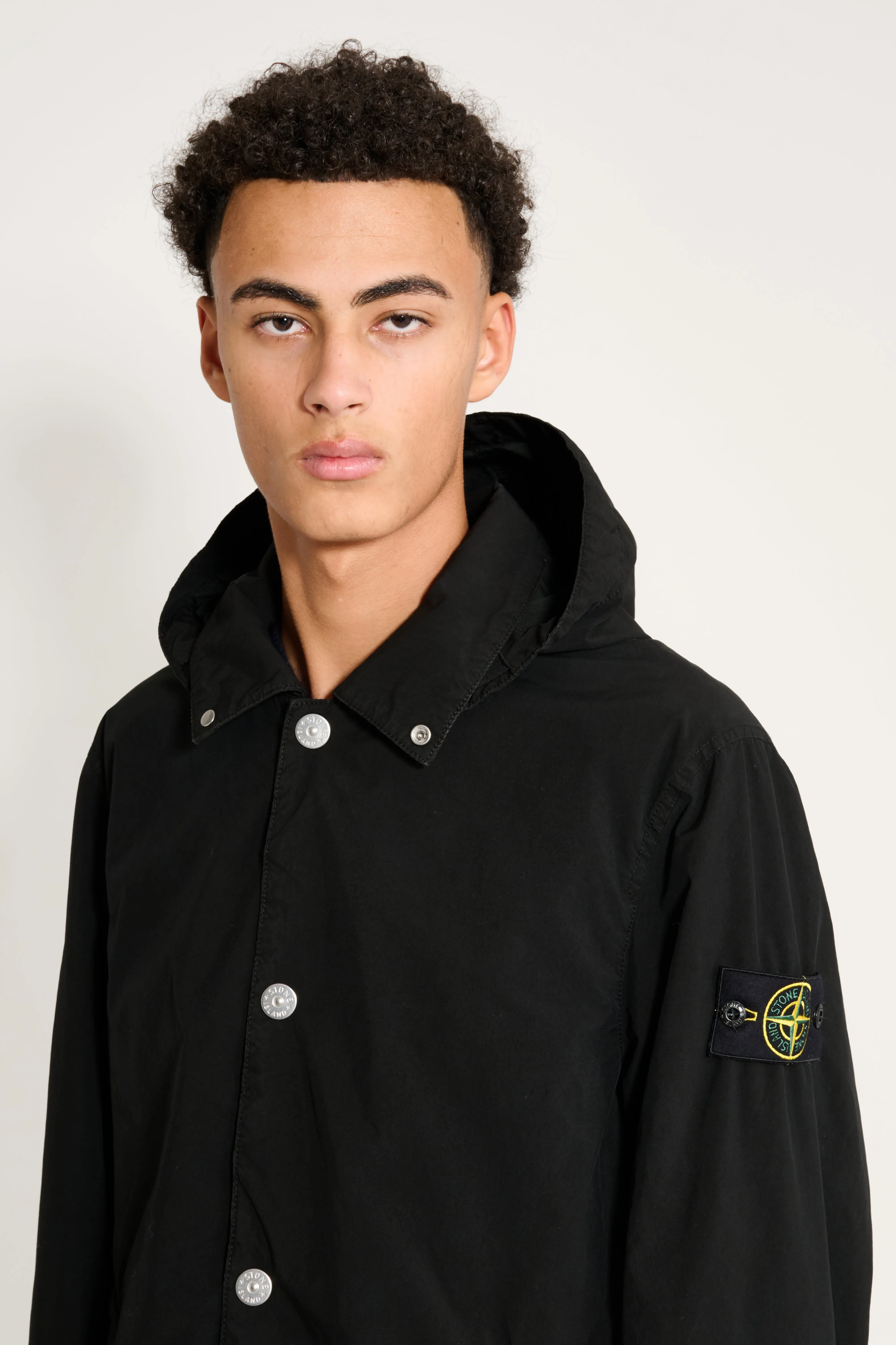 Stone Island Hooded Long Coat Compact Touch Poly-TC Black sold by Tres Bien product image thumbnail 5