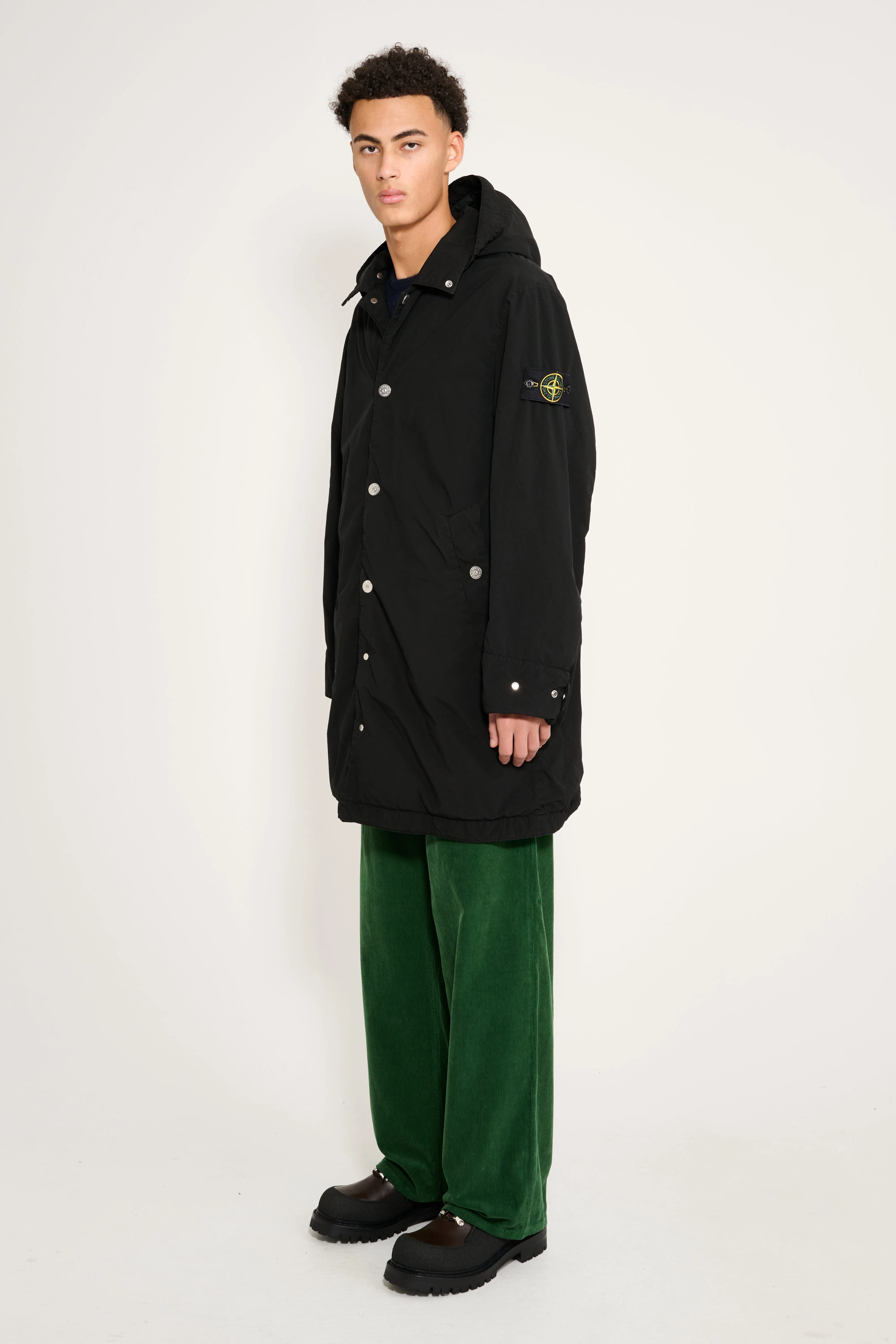 Stone Island Hooded Long Coat Compact Touch Poly-TC Black sold by Tres Bien product image thumbnail 2