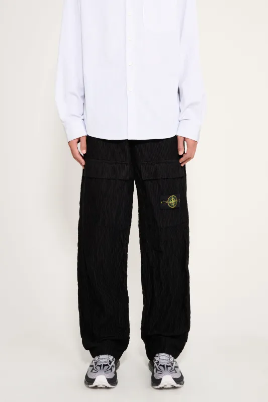 Stone Island Wrinkled Corduroy 500-TC Cargo Trousers Black made by Stone Island
