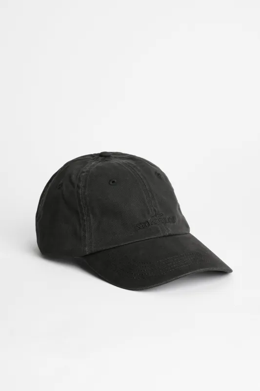 Stone Island Brushed Cotton Garbadine Hat Black sold by Tres Bien