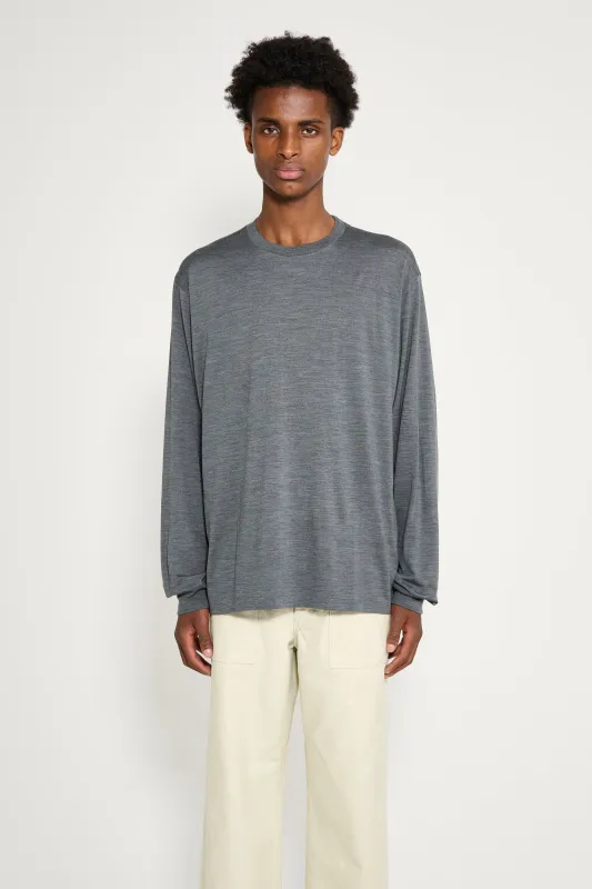 Auralee Wool Soft Jersey L/S Tee Top Charcoal made by Auralee